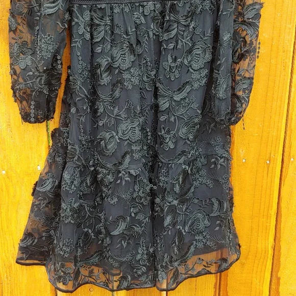 Cynthia Rowley Harlow Embroidered Lace Deep V-Neck Dress P2P 17 in. - Picture 7 of 12